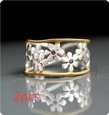 Creative Sunflower Chrysanthemum Adjustable Ring 18K Rose Gold Plated Two-tone