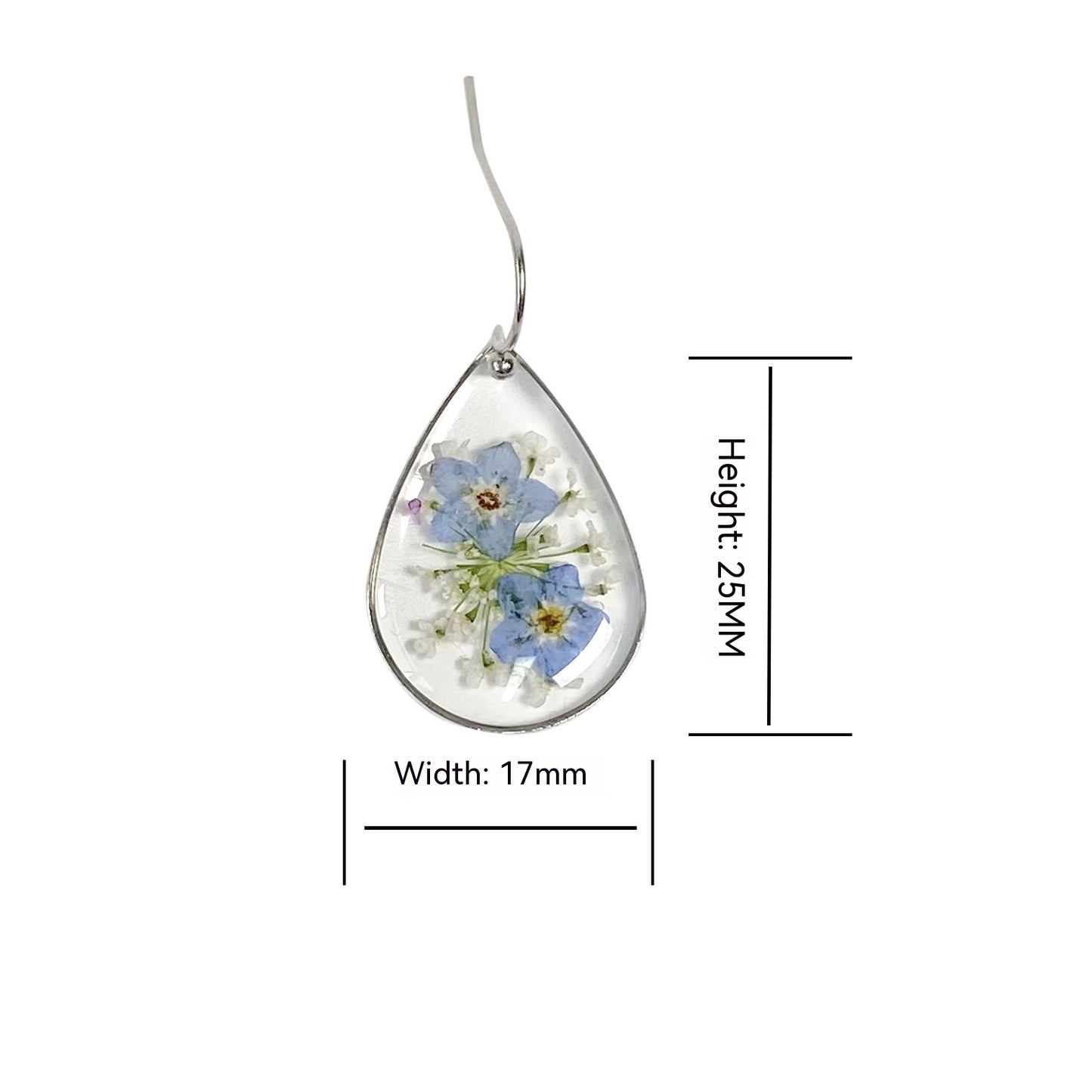 Resin Water Drop Dried Flower Eardrop Earring