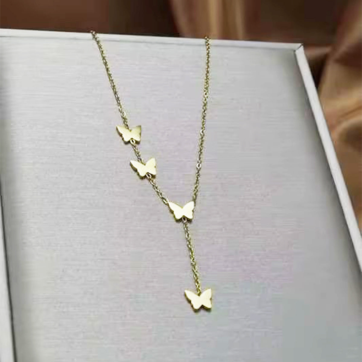 Lxalry 18K Gold Plated Celestial Necklace   Butterfly   Heart Charm Stainless Steel Jewelry  Skin Safe Hypoallergenic Gift For Women Wife Mom  Romantic Everyday   Wedding Glow