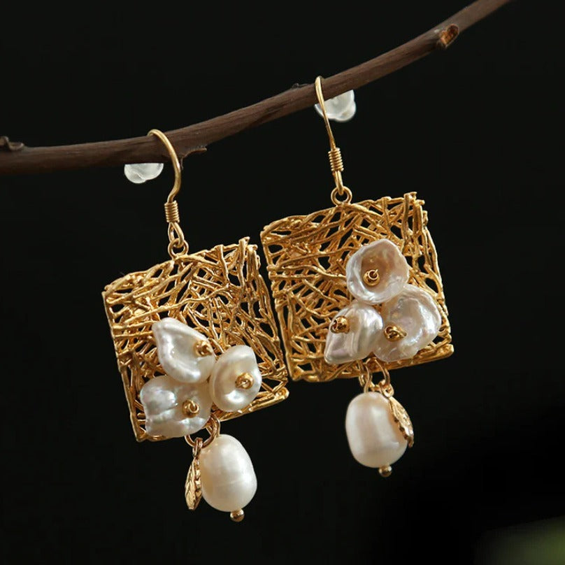 Handmade Creative Natural Water Pearl Earrings