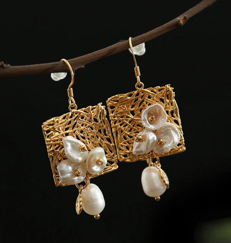 Handmade Creative Natural Water Pearl Earrings