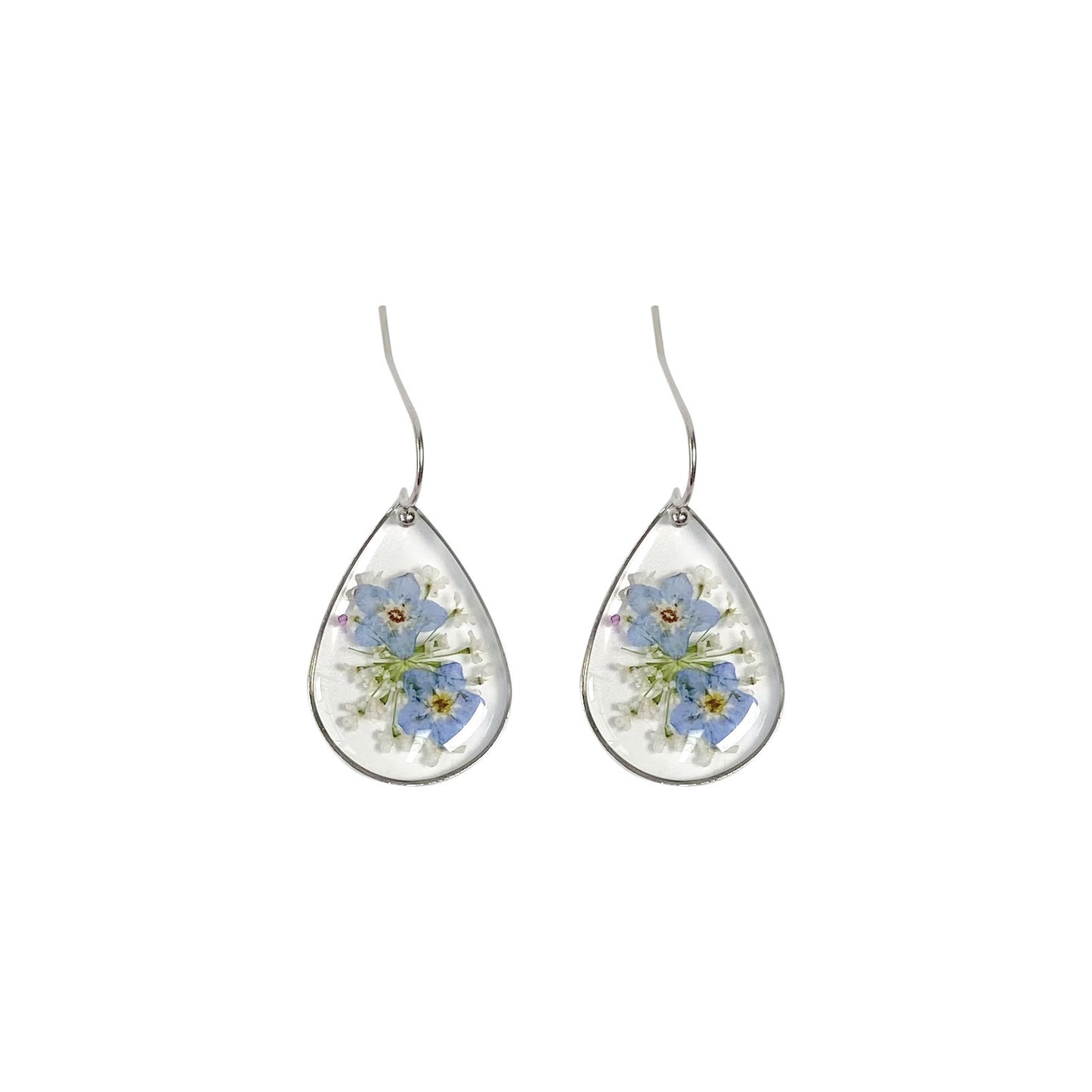 Resin Water Drop Dried Flower Eardrop Earring