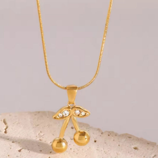 Stainless Steel Cherry Necklace Cute Earrings Ornament Women