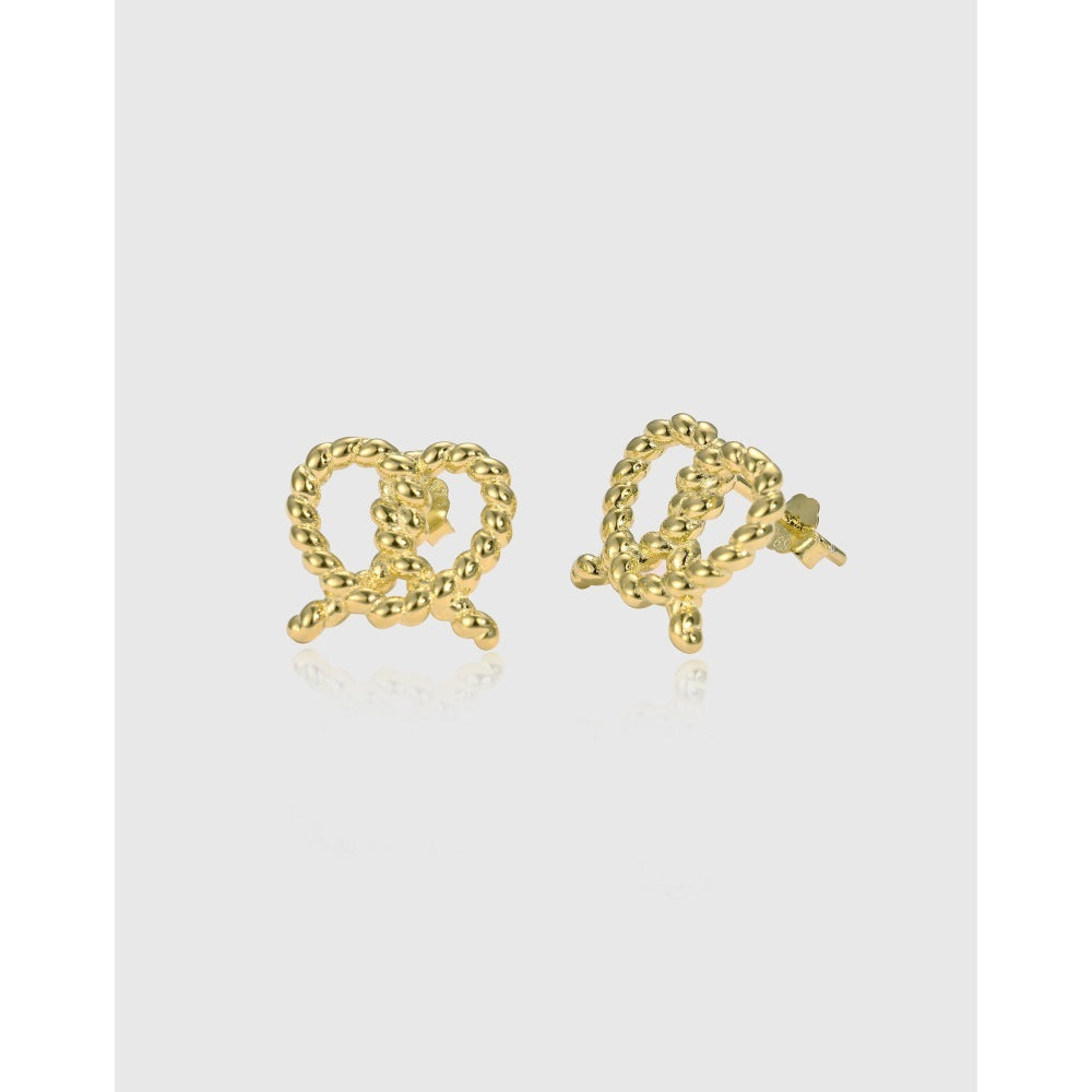 S925 Sterling Silver Stud Earrings Love Twist Cross-knotted Women